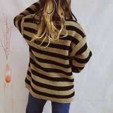 Load image into Gallery viewer, Striped Round Neck Long Sleeve Sweater