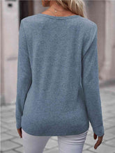 Load image into Gallery viewer, Round Neck Buttoned Long Sleeve T-Shirt