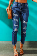 Load image into Gallery viewer, High-Rise Distressed Hem Detail Jeans