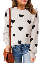 Load image into Gallery viewer, Heart Pattern Drop Shoulder Sweater