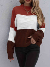 Load image into Gallery viewer, Color Block Dropped Shoulder Sweater