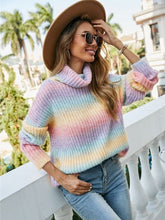 Load image into Gallery viewer, Contrast Turtleneck Dropped Shoulder Sweater