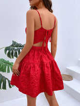 Load image into Gallery viewer, Textured Spaghetti Strap Cutout Dress