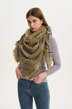 Load image into Gallery viewer, Plaid Raw Hem Polyester Scarf