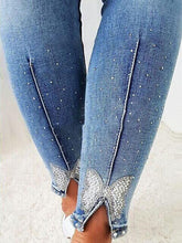 Load image into Gallery viewer, Rhinestone Detail Buttoned Jeans with Pockets