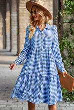 Load image into Gallery viewer, Collared Neck Long Sleeve Midi Dress
