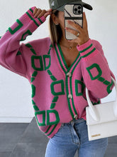 Load image into Gallery viewer, Geometric Dropped Shoulder Button Down Cardigan