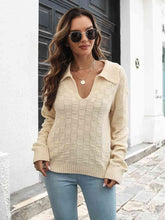 Load image into Gallery viewer, Johnny Collar Dropped Shoulder Sweater