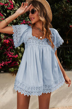 Load image into Gallery viewer, Lace Detail Square Neck Short Sleeve Blouse