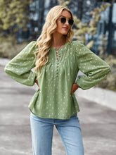 Load image into Gallery viewer, Printed Half Button Gathered Detail Blouse