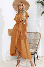 Load image into Gallery viewer, Ruffled Tied V-Neck Midi Dress