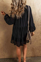 Load image into Gallery viewer, Swiss Dot V-Neck Ruffle Trim Mini Tiered Dress