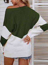 Load image into Gallery viewer, Color Block V-Neck Sweater