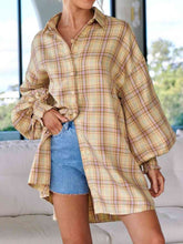Load image into Gallery viewer, Plaid Lantern Sleeve Shirt