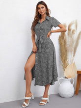 Load image into Gallery viewer, Printed Short Sleeve Collared Dress