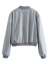 Load image into Gallery viewer, Snap Down Baseball Collar Long Sleeve Jacket