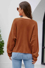 Load image into Gallery viewer, V-Neck Drop Shoulder Long Sleeve Knit Top