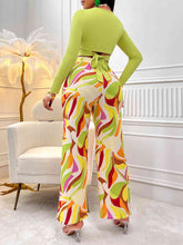 Load image into Gallery viewer, Crisscross Tied Top and Straight Leg Pants Set