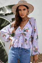Load image into Gallery viewer, Floral Twisted Peplum Blouse
