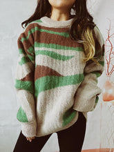 Load image into Gallery viewer, Color Block Round Neck Sweater