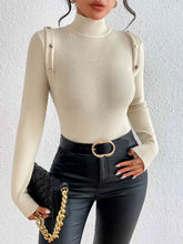 Load image into Gallery viewer, Button Detail Turtleneck Knit Top