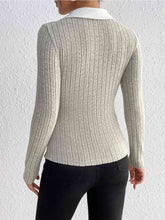 Load image into Gallery viewer, Ribbed Johnny Collar Long Sleeve Blouse