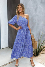 Load image into Gallery viewer, Printed One-Shoulder Tie Belt Maxi Dress