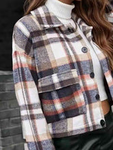 Load image into Gallery viewer, Plaid Collared Neck Button Down Jacket