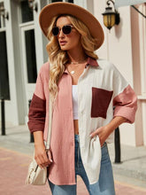 Load image into Gallery viewer, Color Block Button Up Collared Neck Shirt