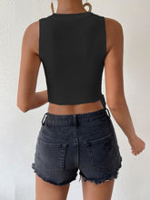 Load image into Gallery viewer, Fringe Hem Round Neck Ribbed Knit Tank