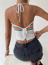 Load image into Gallery viewer, Contrast Halter Neck Lace-Up Cami