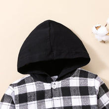 Load image into Gallery viewer, Plaid Button-Down Long Sleeve Hoodie