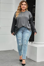 Load image into Gallery viewer, Plus Size Round Neck Long Sleeve Buttoned Blouse