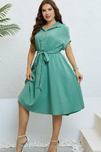 Load image into Gallery viewer, Buttoned Tie-Waist Shirt Dress