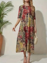 Load image into Gallery viewer, Full Size Printed Half Sleeve Midi Dress