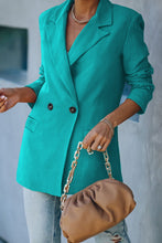 Load image into Gallery viewer, Double-Breasted Padded Shoulder Blazer with Pockets