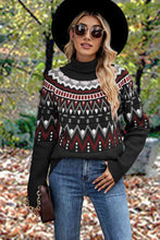 Load image into Gallery viewer, Geometric Turtleneck Long Sleeve Sweater