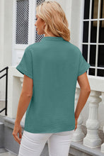 Load image into Gallery viewer, Notched Short Sleeve Blouse