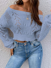 Load image into Gallery viewer, Openwork Off-Shoulder Long Sleeve Sweater