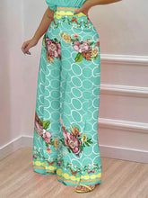 Load image into Gallery viewer, Printed Surplice Top and Wide Leg Pants Set