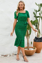 Load image into Gallery viewer, Frill Printed Tie Waist Midi Dress