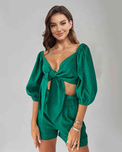 Load image into Gallery viewer, Cutout Puff Sleeve Top and Shorts Set