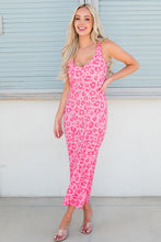 Load image into Gallery viewer, Leopard Sleeveless Slit Midi Dress