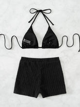 Load image into Gallery viewer, Eyelet Halter Neck Bra and Bottom Swim Set
