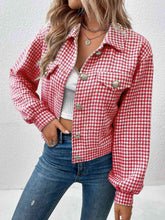 Load image into Gallery viewer, Houndstooth Collared Neck Button Up Jacket