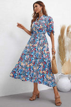 Load image into Gallery viewer, Floral Notched Neck Half Sleeve Dress