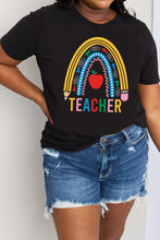 Load image into Gallery viewer, Simply Love Full Size TEACHER Rainbow Graphic Cotton Tee