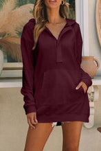Load image into Gallery viewer, Drawstring Half Zip Hooded Dress