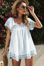 Load image into Gallery viewer, Lace Detail Square Neck Short Sleeve Blouse