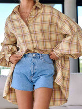 Load image into Gallery viewer, Plaid Lantern Sleeve Shirt